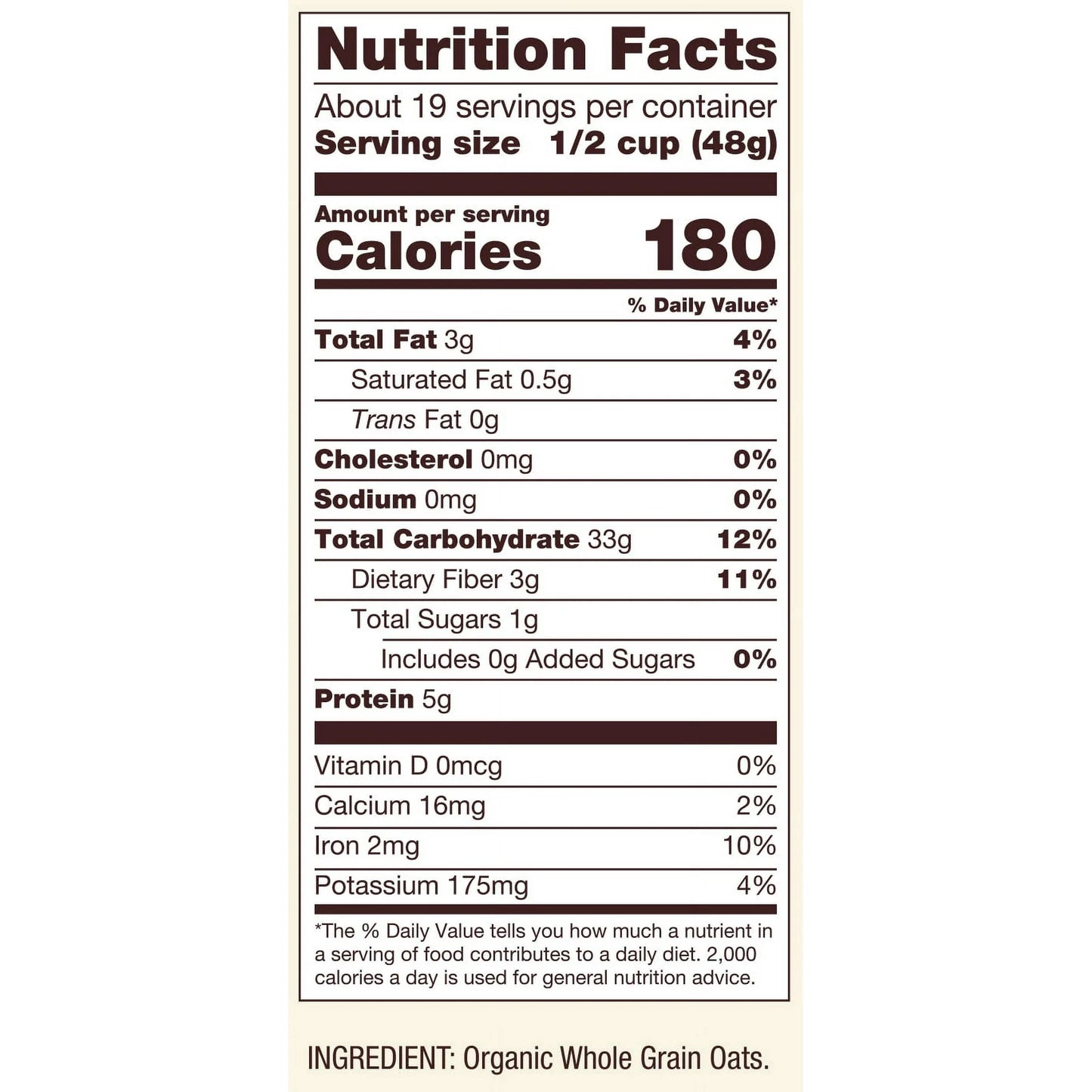 Organic Old-Fashioned Rolled Oats, 18 oz Bag