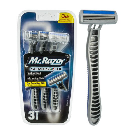Triple-Blade Disposable Razor Set, 3-Pack