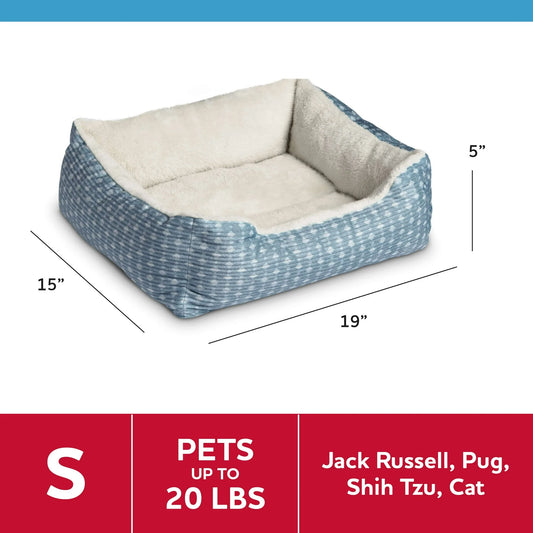 Cozy Pet Cuddler Bed – Machine Washable, Blue & White, 19" × 15"