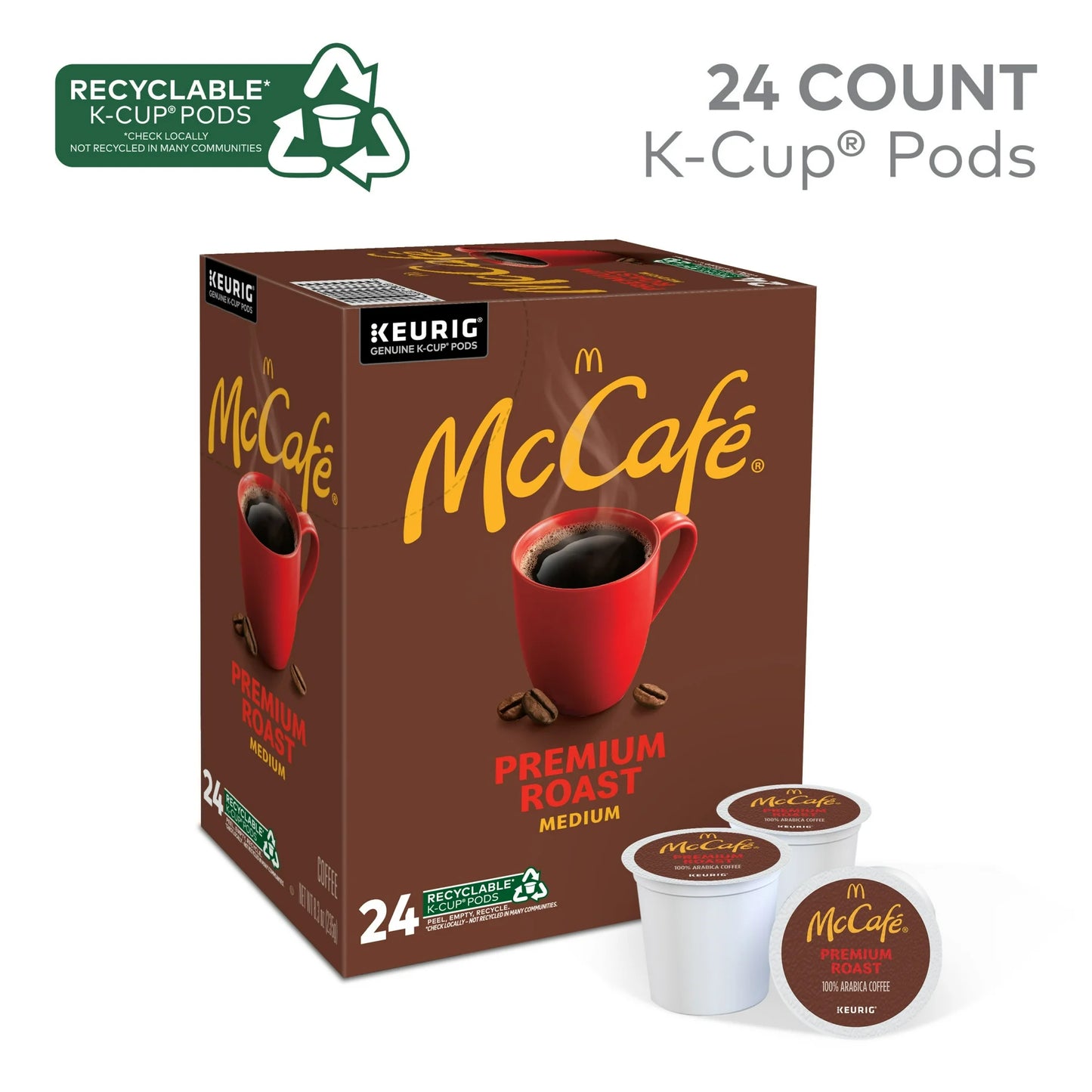 Single Serve Coffee Pods, Decaf Medium Roast, 24 ct
