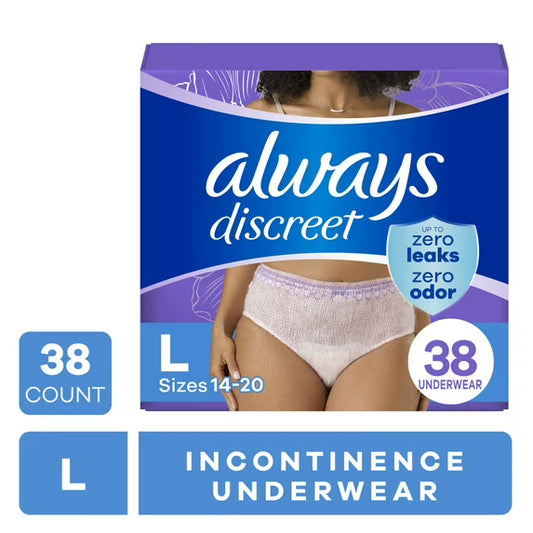 Discreet Adult Incontinence Underwear for Women, Size L, 38 CT