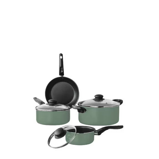 7-Piece Nonstick Aluminum Cookware Set, Green
