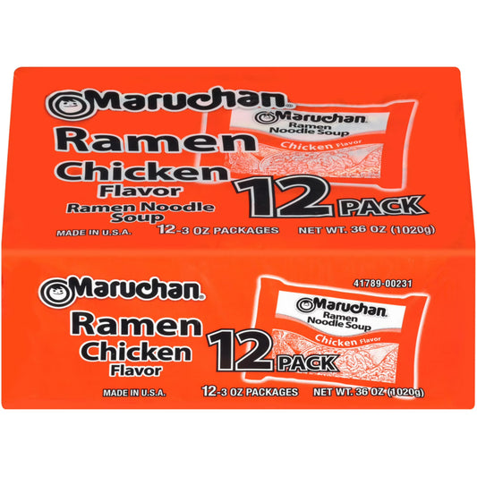 Chicken Flavor Ramen Noodle Soup, 12-Pack (3 oz Each)