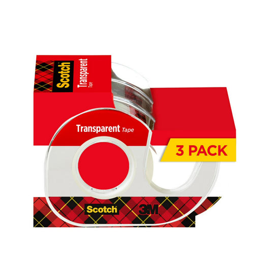 Transparent Tape Dispenser with 3 Rolls