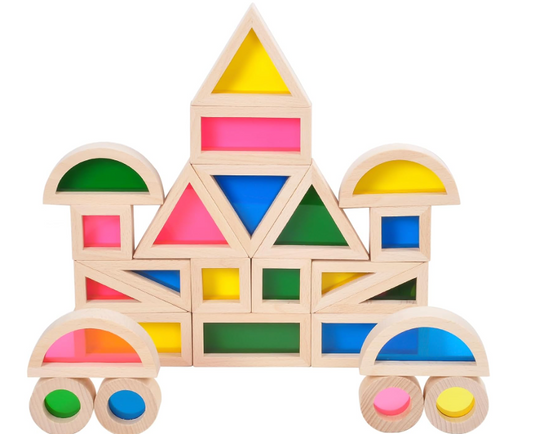 Rainbow Wooden Building Blocks Set (24 pcs)