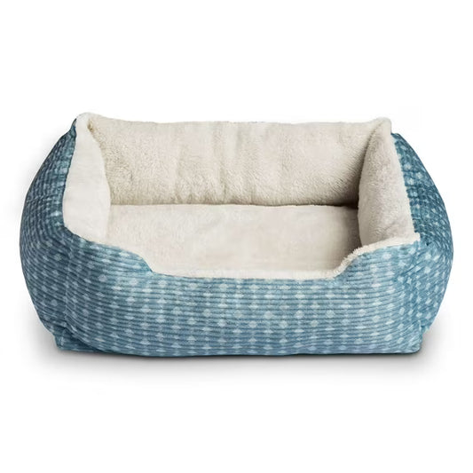 Cozy Pet Cuddler Bed – Machine Washable, Blue & White, 19" × 15"