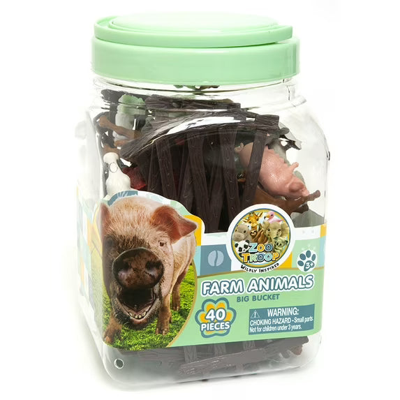 Big Bucket of Farm Animal Figures
