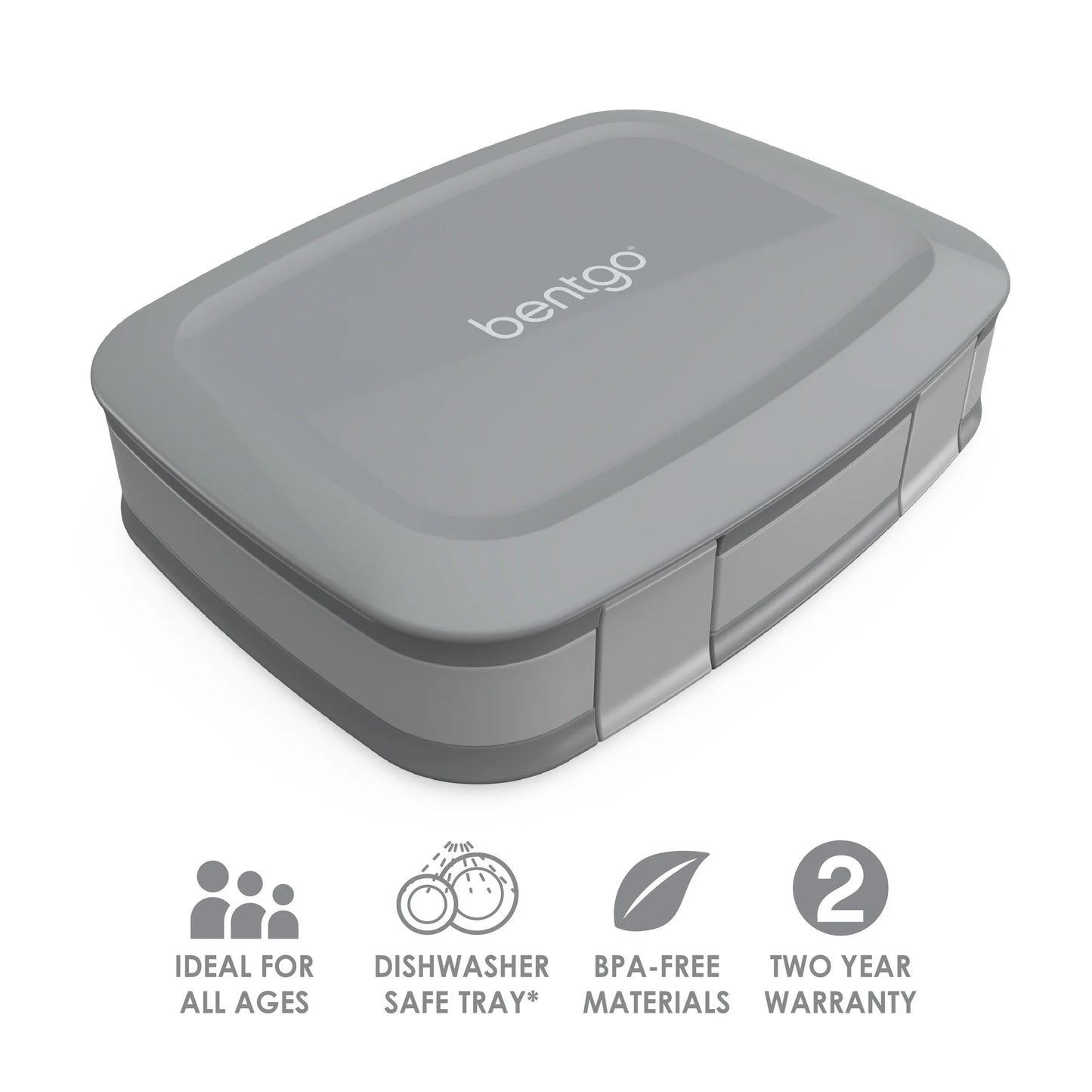 Leak-Proof Bento Style Lunch Box, Grey